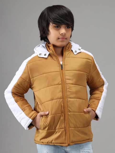 

Nick and Jones Boys Mustard Brown & White Hooded Padded Jacket
