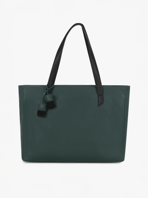 

Vdesi Green PU Structured Tote Bag with Tasselled