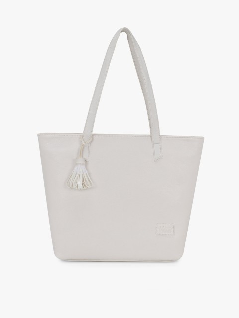 

Vdesi White PU Shopper Shoulder Bag with Tasselled