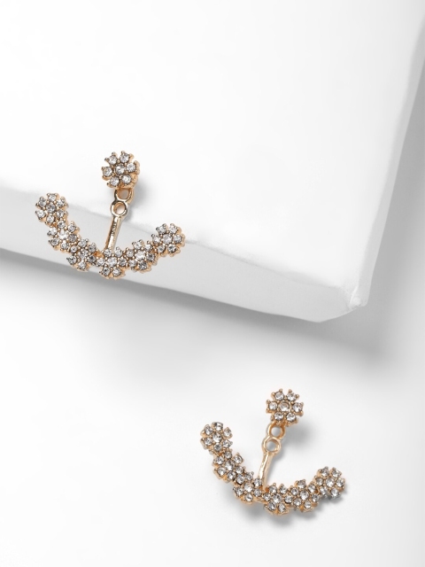

FOREVER 21 Gold-Toned Rhinestone Studded Contemporary Studs Earrings