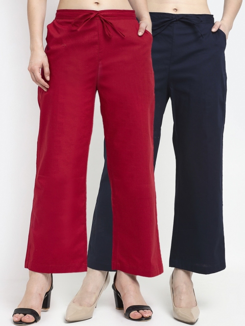 

GRACIT Women Maroon Loose Fit Parallel Trousers