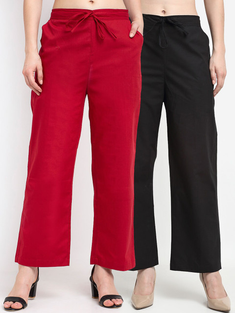 

GRACIT Women Pack Of 2 Palazzos, Black