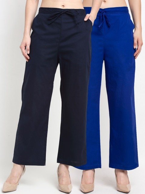 

GRACIT Women Blue Loose Fit Parallel Trousers
