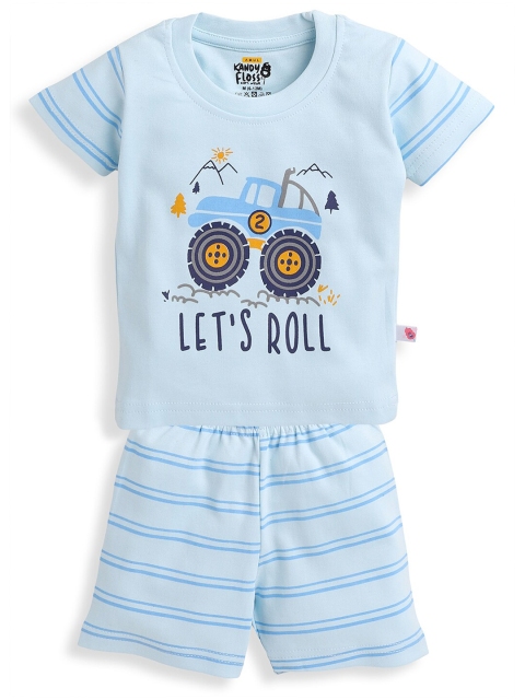 

AMUL Kandyfloss Boys Blue & Yellow Printed T-shirt with Shorts