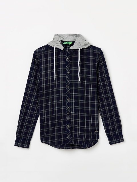 

Bossini Boys Blue Tartan Checks Opaque Checked Casual Shirt