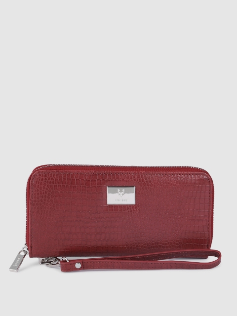 

Allen Solly Women Burgundy Textured Zip Around Wallet