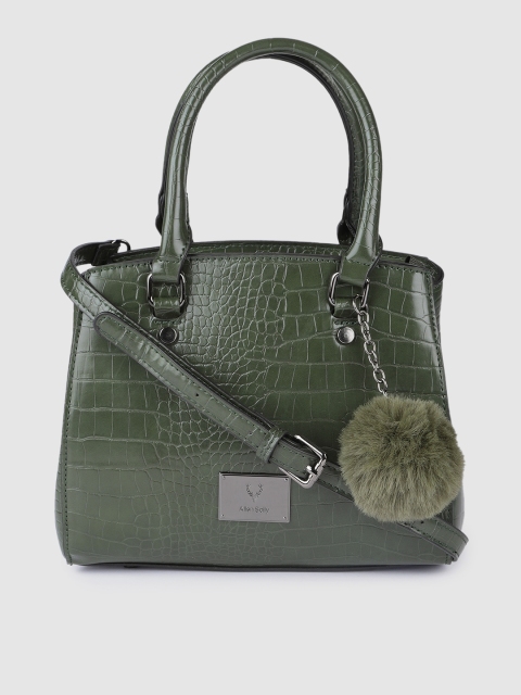 

Allen Solly Green Animal Textured Structured Handheld Bag