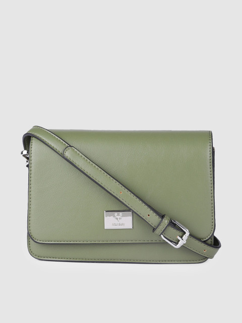 

Allen Solly Olive Green Solid Structured Sling Bag
