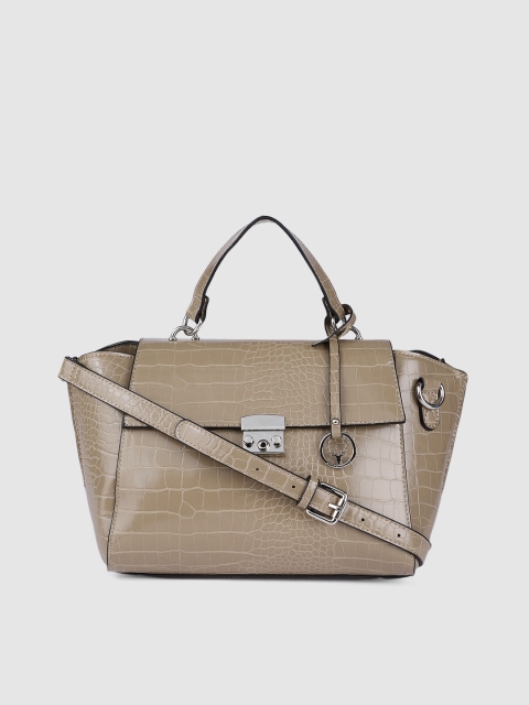 

Allen Solly Olive Green Animal Textured Structured Handheld Bag