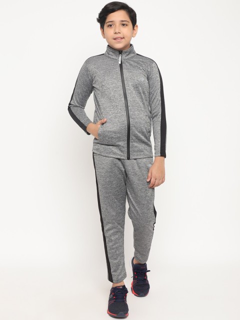 

CHIMPRALA Boys Grey & Black Solid Comfort-Fit Tracksuit