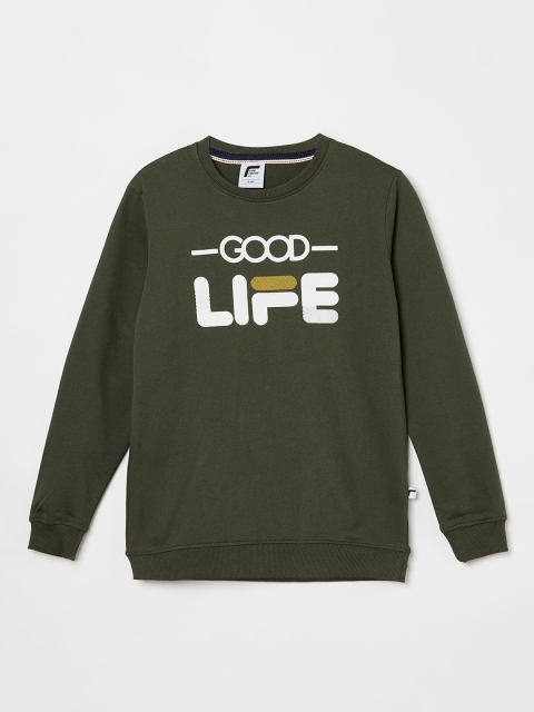 

Fame Forever by Lifestyle Boys Olive Green & White Printed Cotton Sweatshirt