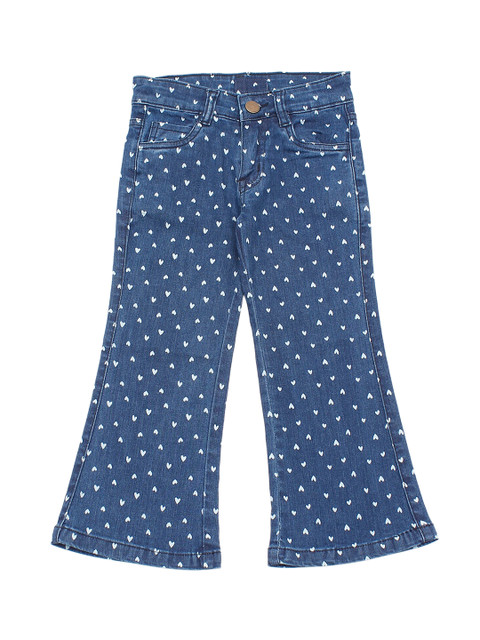 

Lil Lollipop Girls Blue & White Bootcut Printed Pure Cotton Jeans