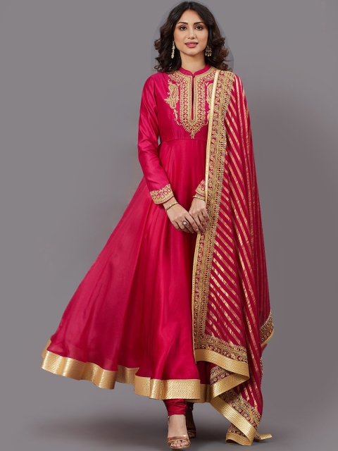 

Biba Women Fuchsia Pink & Gold-Toned Yoke Design Kurta With Churidar & Dupatta