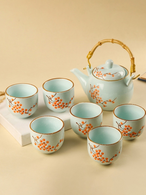 

Bigsmall White Floral Printed Porcelain Glossy Cups and Saucers Set of Cups and Mugs