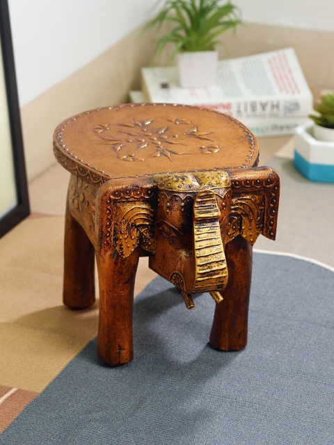 

Bigsmall Copper-Toned Wooden Elly Stool