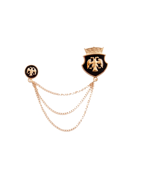 

The Tie Hub Men Black & Gold-Toned Eagle Crown Chain Lapel Pin