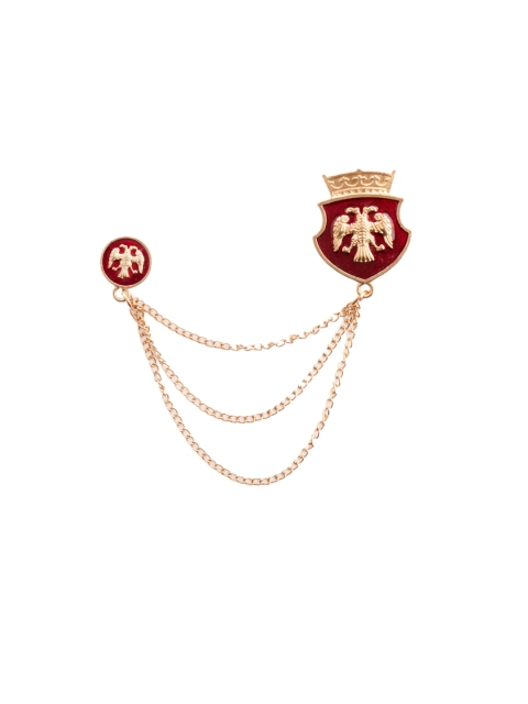 

The Tie Hub Men Maroon & Gold-Toned Eagle Crown Lapel Pin