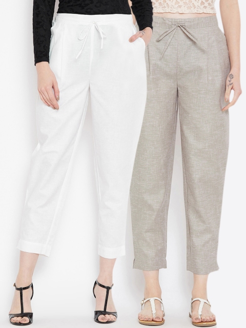 

Bitterlime Pack of 2 Women Relaxed Peg Trousers, Grey