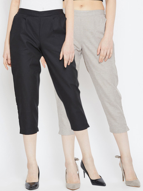 

Bitterlime Women Black & Grey Pack of 2 Relaxed Trousers