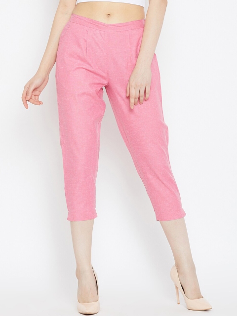 

Bitterlime Women Pink Relaxed Pleated Trousers