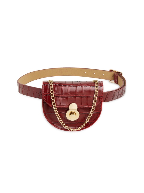 

20Dresses Women Maroon Textured Belt Bag