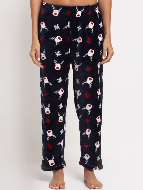 

NEUDIS Women Navy Blue & Red Printed Lounge Pants