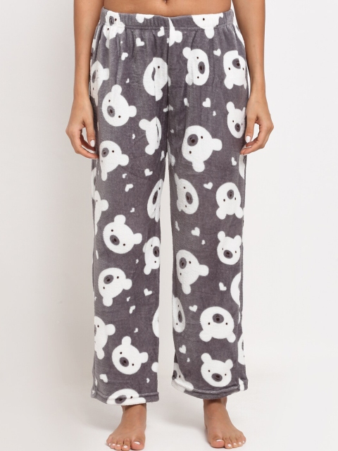 

NEUDIS Women Grey & White Fleece Printed Lounge Pants