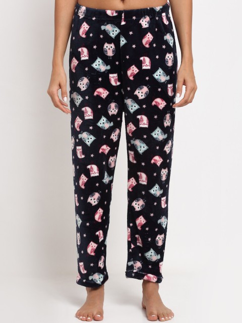 

NEUDIS Women Navy Blue Fleece Printed Lounge Pants