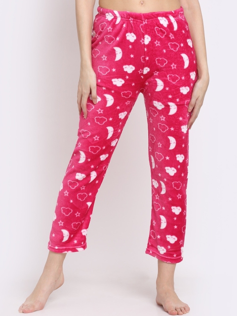 

NEUDIS Women Magenta & White Printed Fleece Lounge Pants