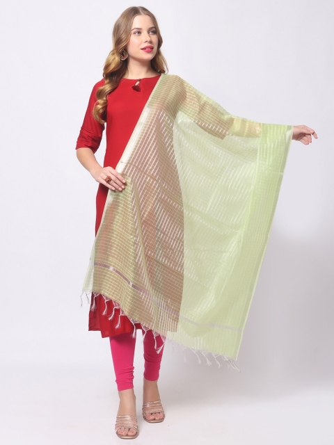 

Dupatta Bazaar Green Striped Dupatta
