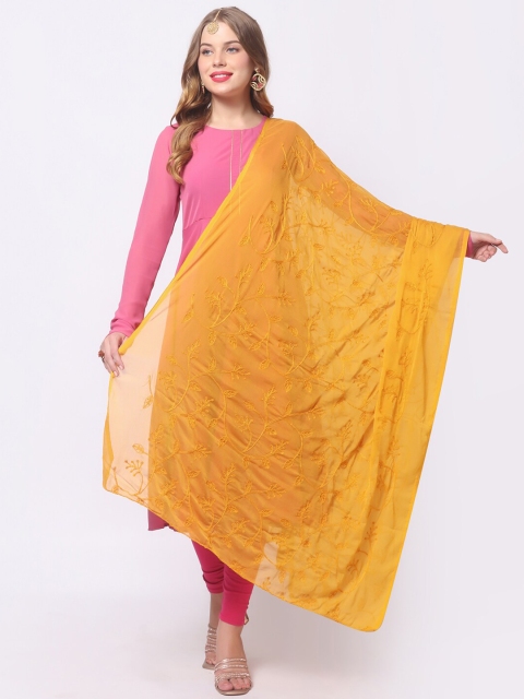 

Dupatta Bazaar Mustard Embroidered Dupatta
