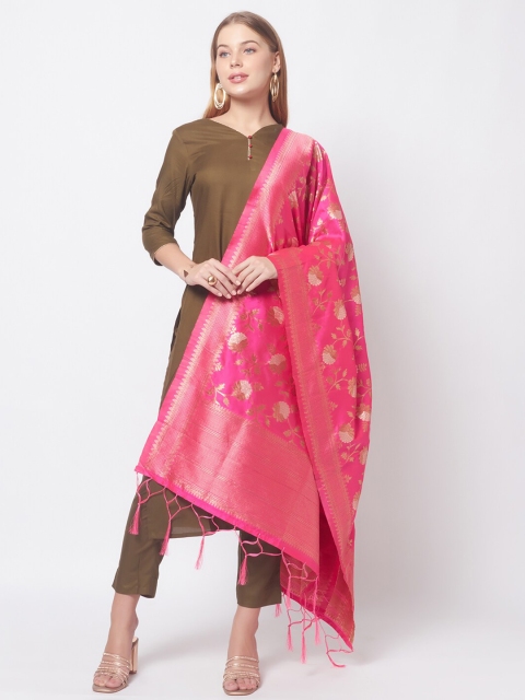 

Dupatta Bazaar Fuchsia & Gold-Toned Woven Design Dupatta