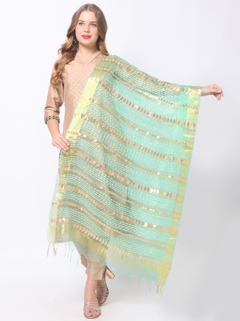 

Dupatta Bazaar Sea Green Embroidered Organza Dupatta with Gotta Patti