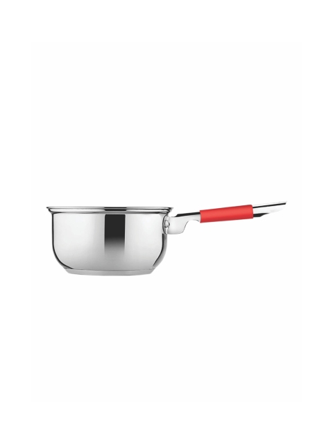 

GOODHOMES Silver-Toned Stainless Steel Sauce Pan with Handle & Glass Lid