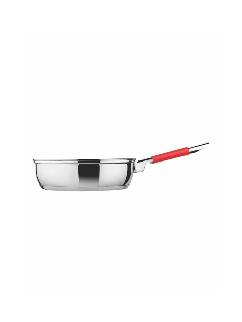 

GOODHOMES Silver-Toned Stainless Steel Frying Pan with Handle & Glass Lid