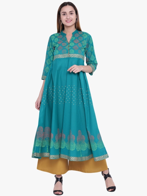 

Varkha Fashion Women Green Ethnic Motifs Printed Block Print Anarkali Kurta