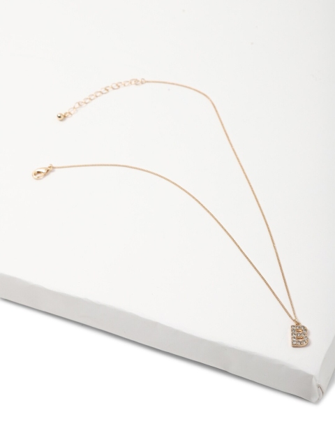 

FOREVER 21 Gold-Toned & White Rhinestone Letter Pendant Necklace