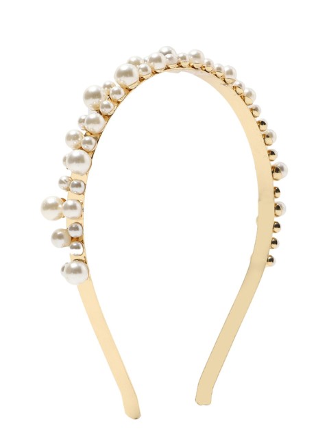 

FOREVER 21 Women Gold Tone Pearl Headband