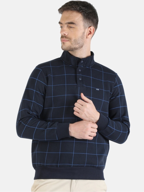 

Monte Carlo Men Navy Blue Checked Sweatshirt