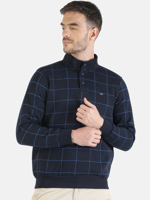 

Monte Carlo Men Navy Blue Checked Sweatshirt