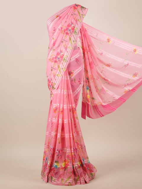 

Pothys Pink & Green Floral Printed Saree