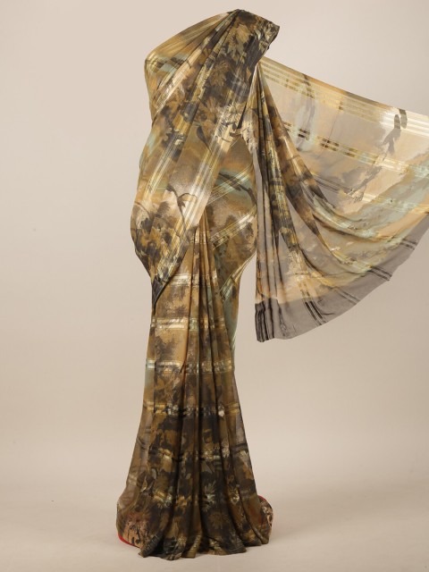 

Pothys Brown & Grey Floral Printed Saree