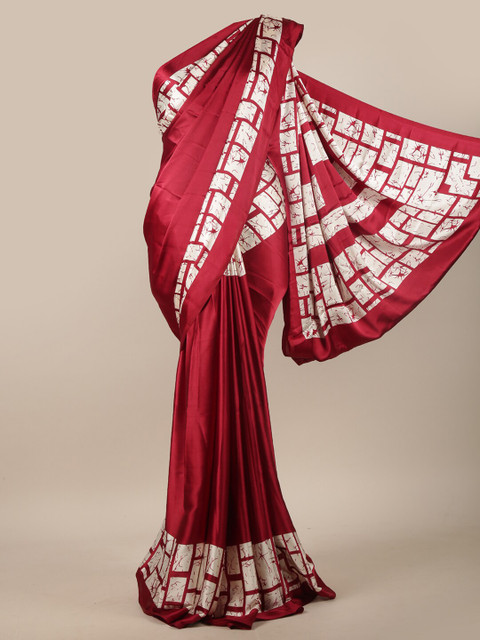 

Pothys Maroon & White Printed Saree