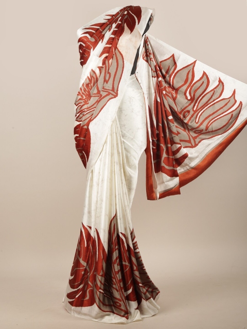 

Pothys White & Red Floral Printed Saree