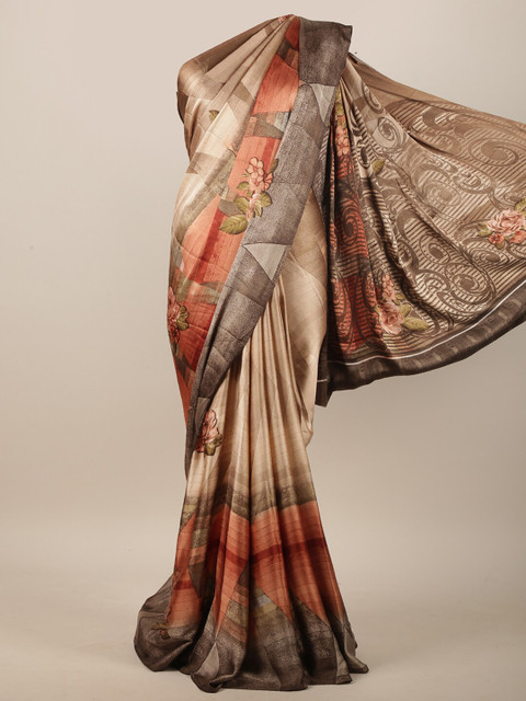 

Pothys Brown & Red Ethnic Motifs Printed Saree