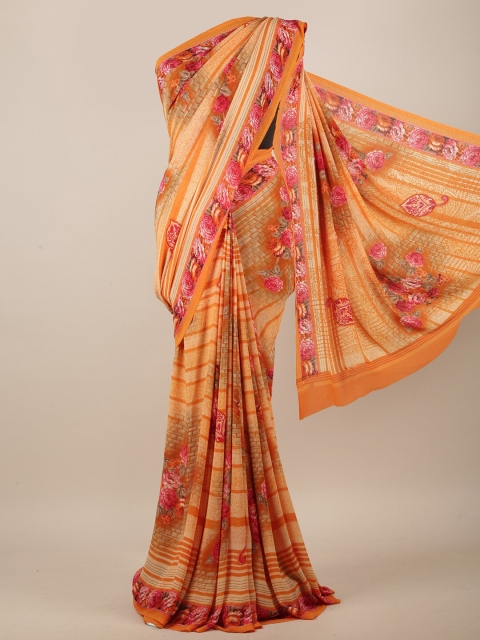 

Pothys Orange & Red Floral Printed Saree