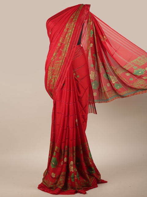 

Pothys Red & Green Floral Printed Saree