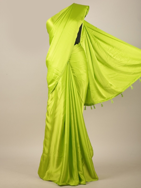 

Pothys Green Solid Satin Saree