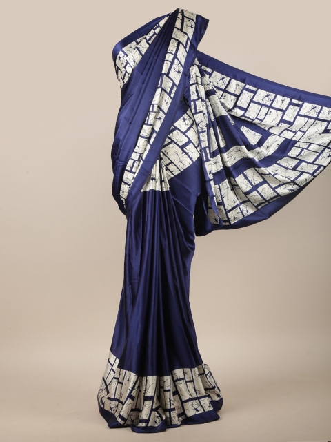 

Pothys Navy Blue & White Printed Saree