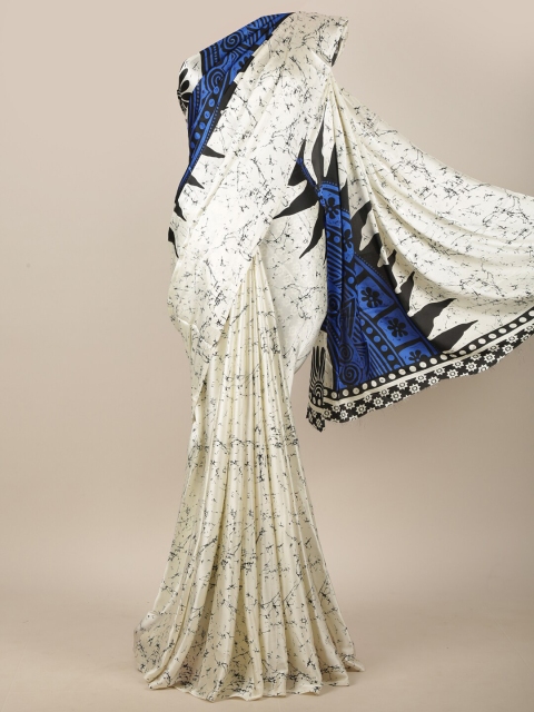 

Pothys White & Blue Ethnic Motifs Printed Saree